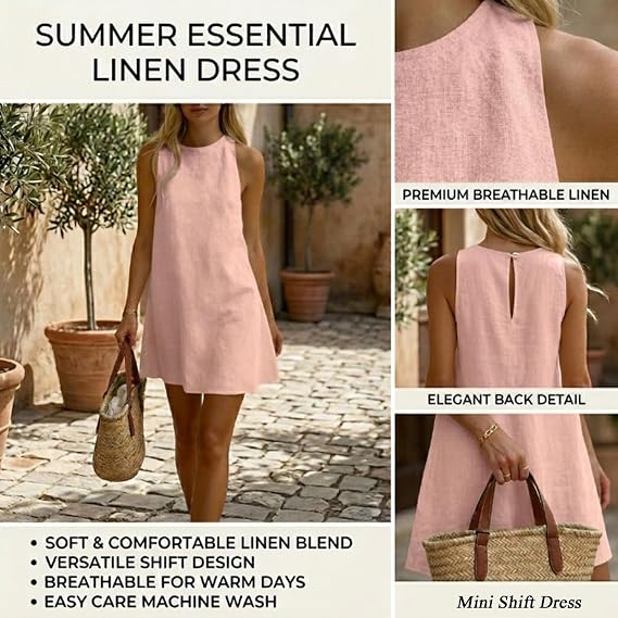 Premium Cotton Linen Shift Dress