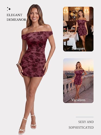 Luxury Off Shoulder Floral Mini Dress