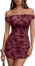 Luxury Off Shoulder Floral Mini Dress